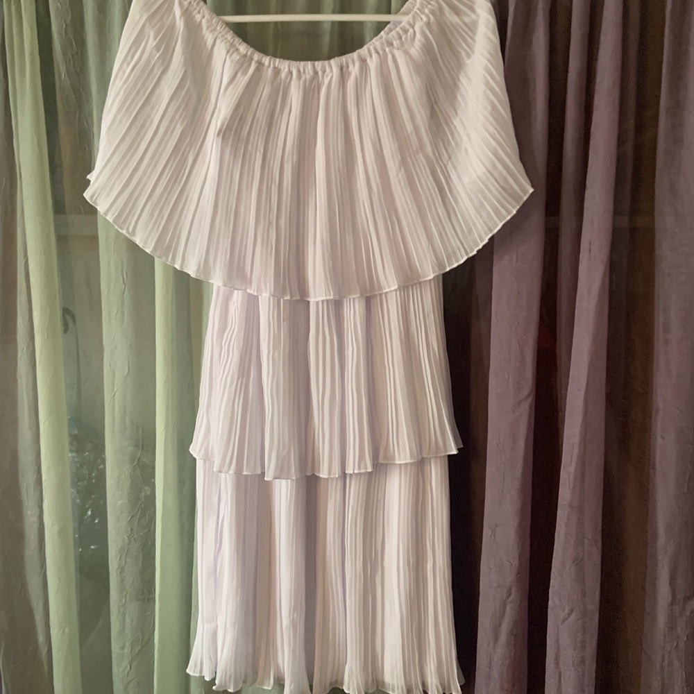 Off the shoulder white cocktail dress